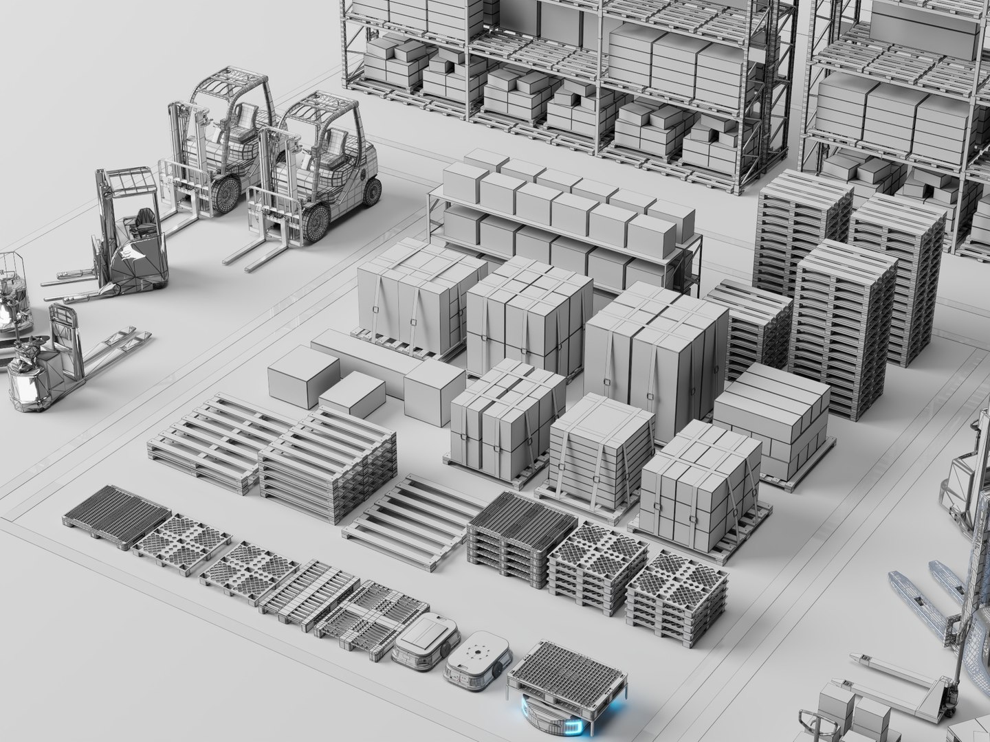 3D Warehouse Storage Racks Logistics Interior PBR Game Ready Model ...
