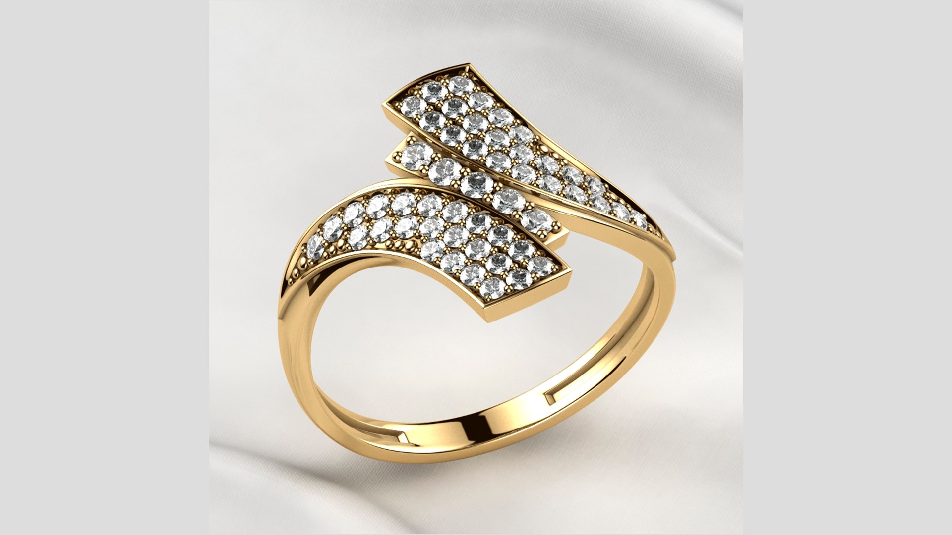 3D Pave Set Gems Fashion Gold Ring - TurboSquid 1792820