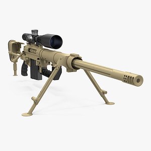CheyTac M200 Long Range Sniper Rifle System Desert 3D Model