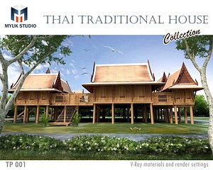 Wood home,Thai Architecture. Traditional house,Tropical home. Asian style, South east Asia.