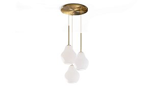 Model Sculptural Glass Ribbed Chandelier Champagne