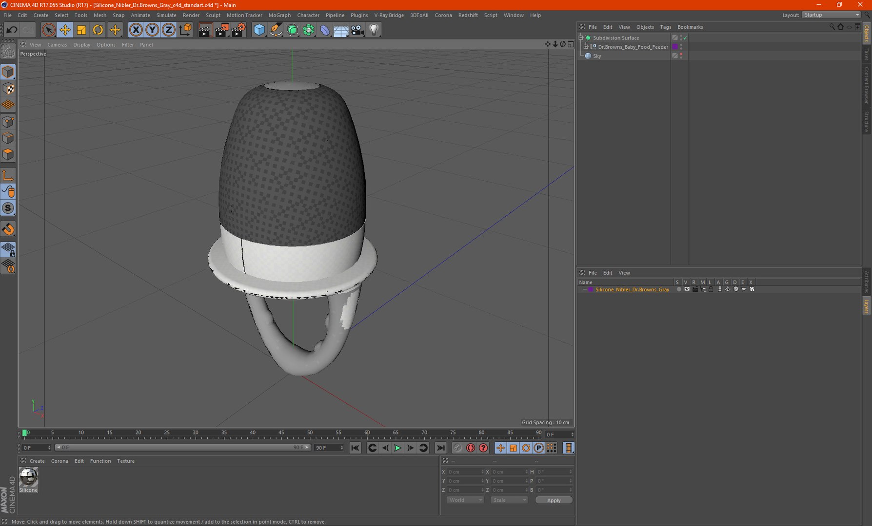 Silicone Nibler Dr Browns Gray 3D model preview