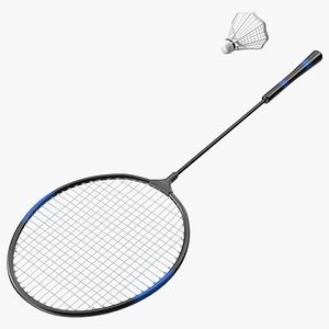 3D Badminton Racquet and Shuttlecock