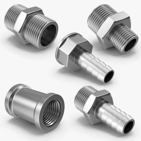 Metal Pipes Adapters Collection 3D model