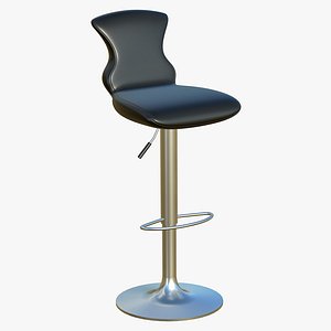 3D Stool Chair Black Leather model