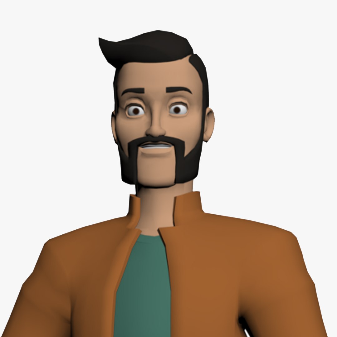 3D Bearded male stylized cartoon model - TurboSquid 1770444