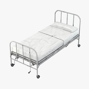 Hospital vintage bed Low-poly 3D model