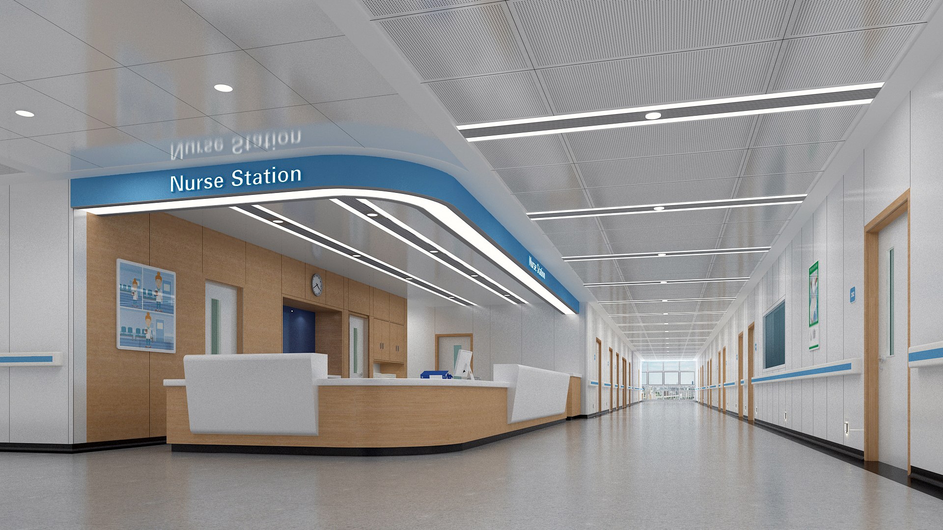 3D Hospital Hallway 07 - TurboSquid 2111555