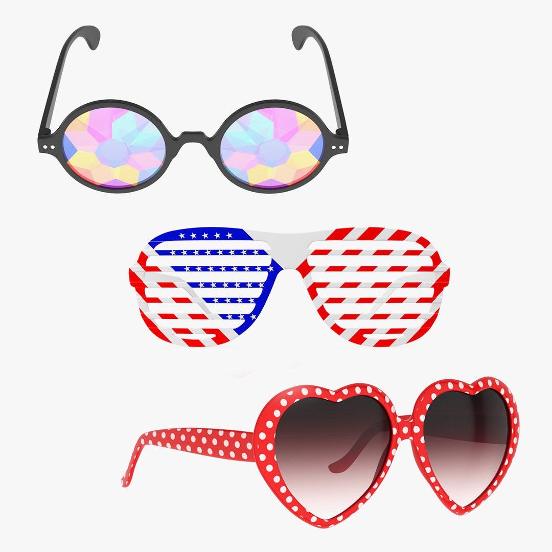 Party Sunglasses Collection 3D model preview
