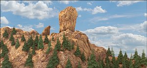 3D rock landscape mountain