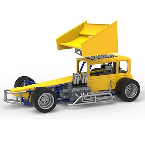 Vintage Winged Supermodified stock car Version 3 Scale 1 to 25