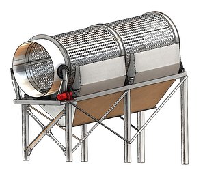 3D Rotary Trommel Drum Screening and Separation Machine - Rotary Trommel Screen 3D CAD Model model