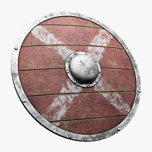 Slavic round wooden shield low-poly 3D model 3D model