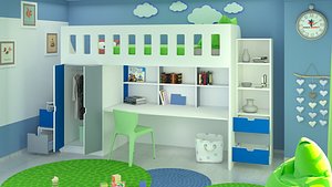 3D kids room design scene model