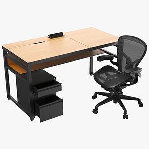 Detailed Desk With Chair