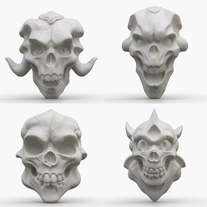 4 Monster Skull Reliefs 2 3D model