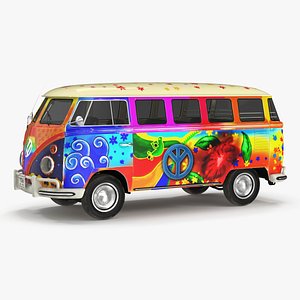 Hippie Volkswagen Bus Simple Interior 3D model