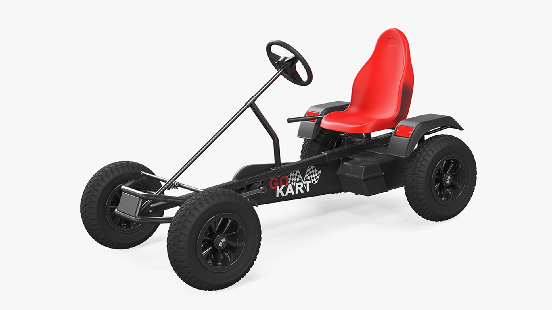 Red Pedal Car with Adjustable Seat Rigged for Cinema 4D 3D model preview