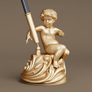 3D cherub pen holder model