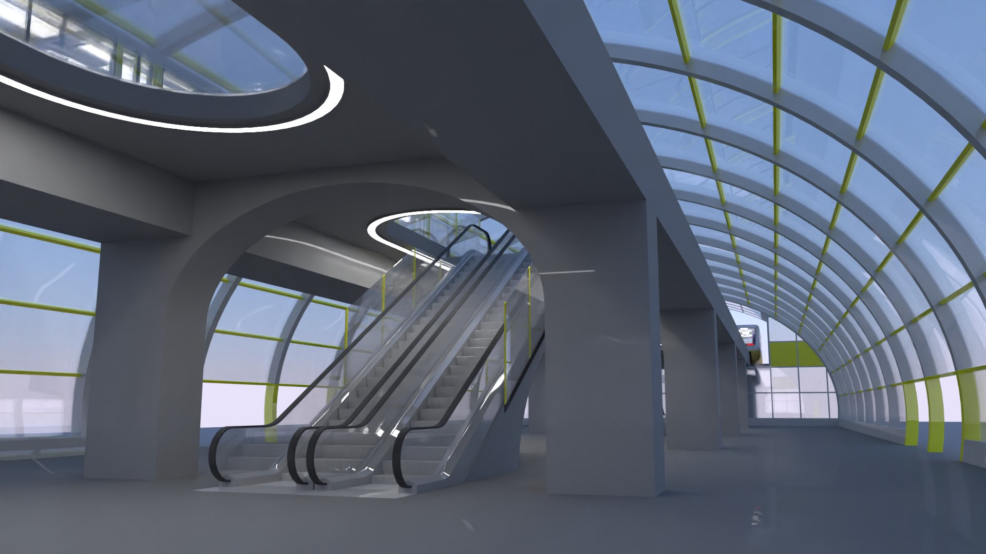 3D Monorail Station With Trains - TurboSquid 1971907