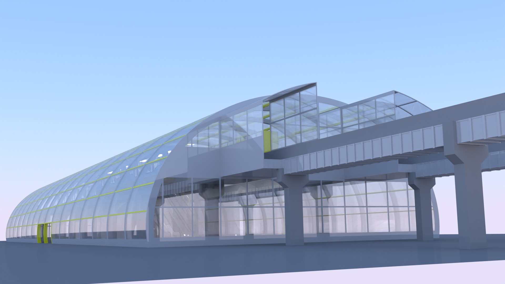 3D Monorail Station With Trains - TurboSquid 1971907