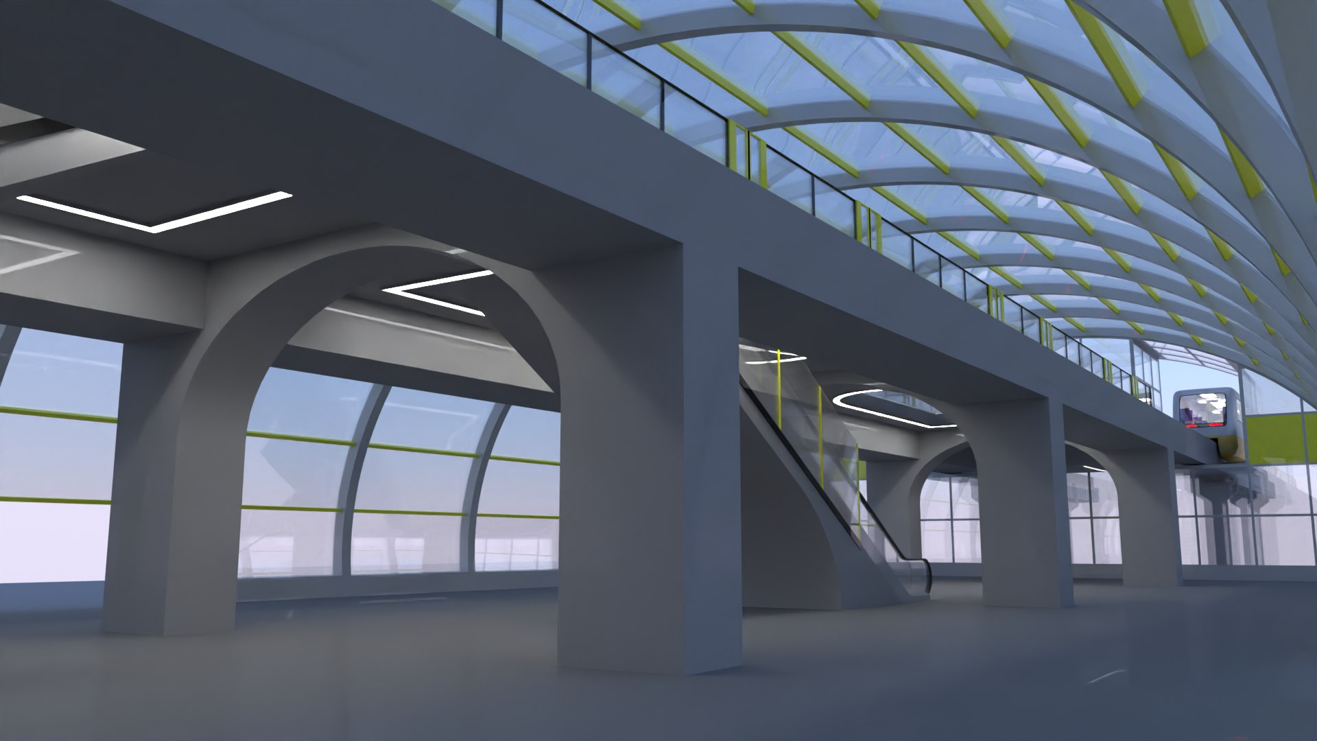 3D Monorail Station With Trains - TurboSquid 1971907