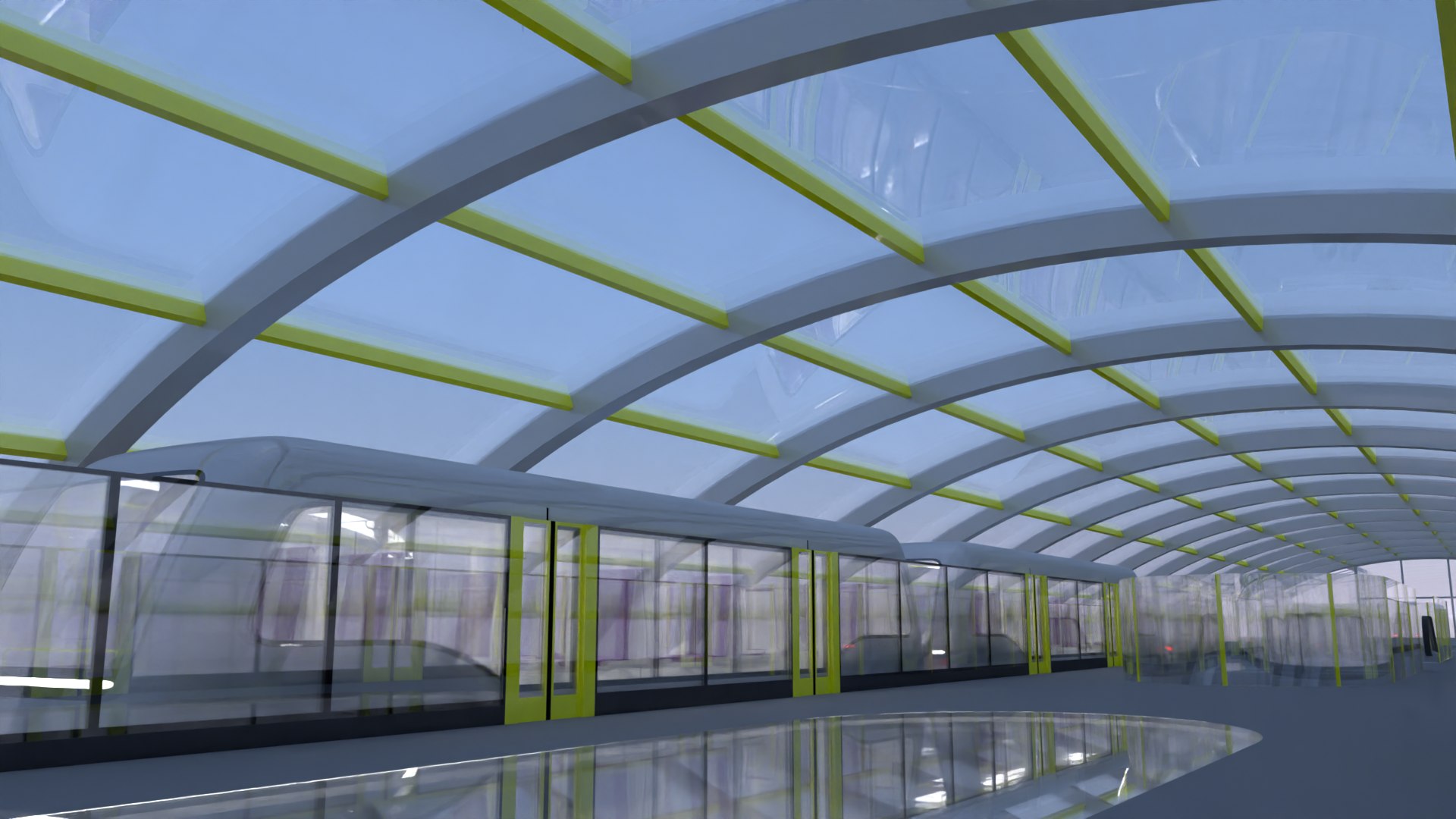3D Monorail Station With Trains - TurboSquid 1971907