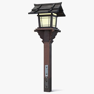 Asian Garden Wooden Lantern Old 3D