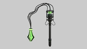 3D SciFi Flail A03 Black Green - Sci Fi Weapon Design