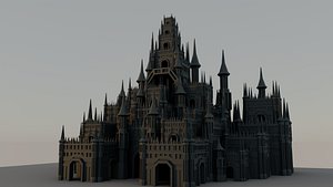 3D Low Poly Dark Pointy Castle