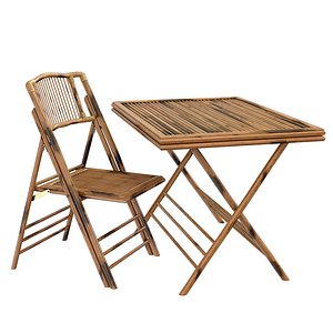 Bamboo folding chair and table exterior cafe