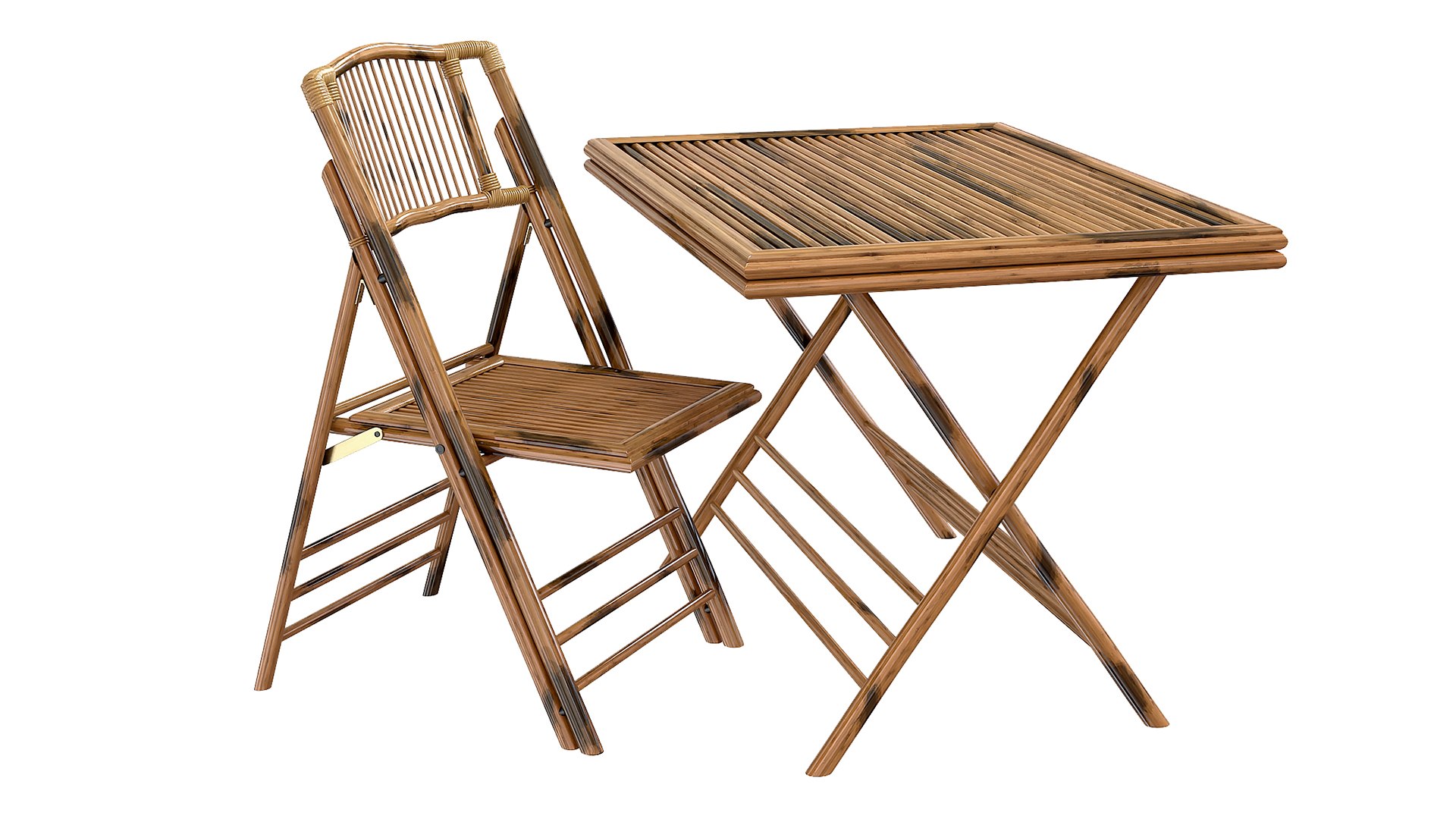 3D Bamboo Folding Chair And Table Exterior Cafe TurboSquid 1786666