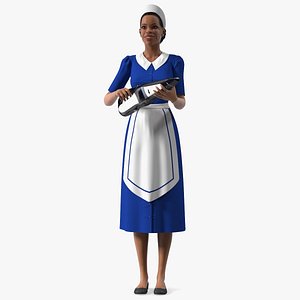 Light Skin Black Maid with Handheld Vacuum Cleaner