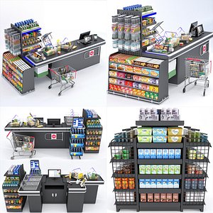 Checkout Counter Collection 3D model