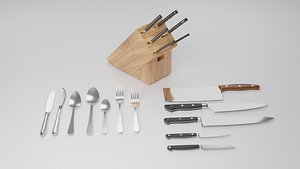 3D silverware set knife