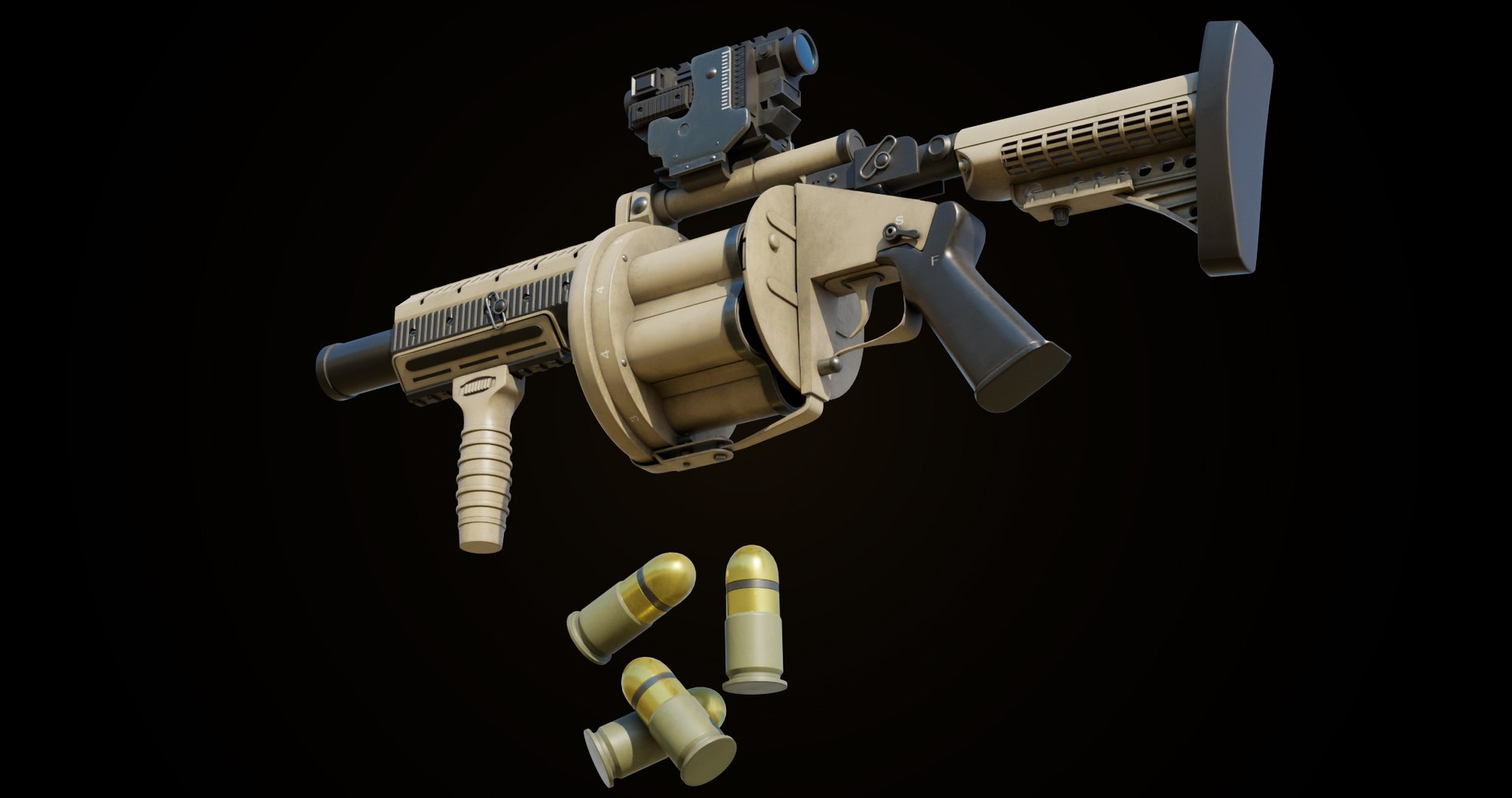 Grenade Launcher Gun PBR Unity UE V-Ray Textures Included 3D model https://p.turbosquid.com/ts-thumb/1I/yZ0MlW/VM/bg008/jpg/1657609561/1920x1080/fit_q87/c64c5460447129d5c9a6bf6e8c2a2a2d3b5f284e/bg008.jpg