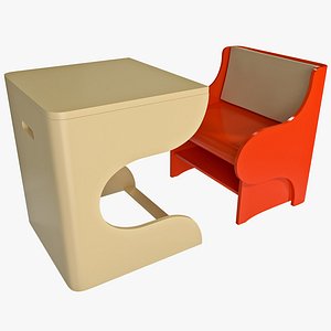 3d model of child convertible chair desk