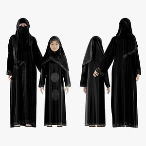 Arab Woman and Girl 3D Model