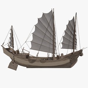 3D chinese boat junk sailing ship