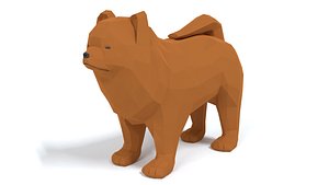 Low Poly Cartoon Chow Chow Dog