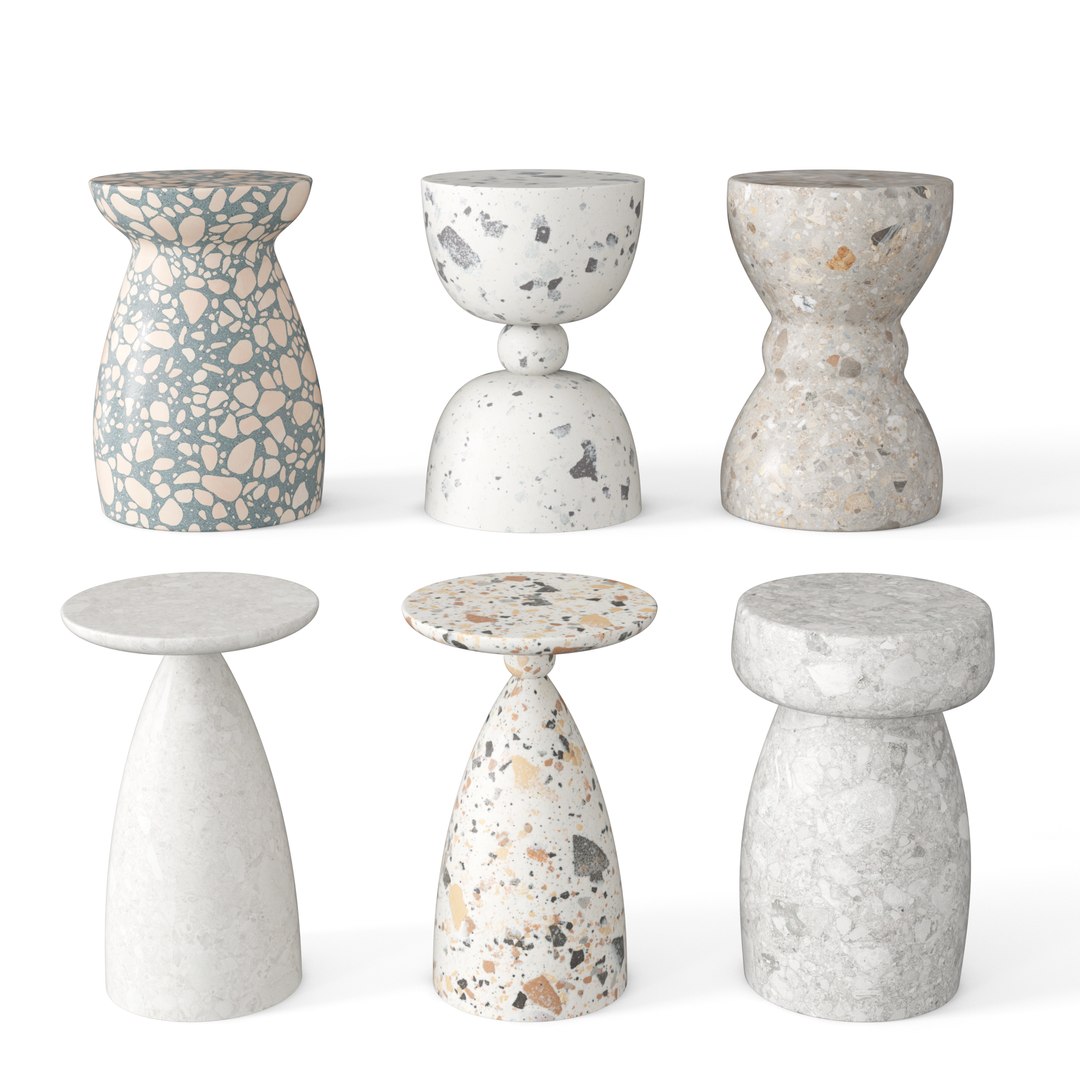 Ceramic Garden Stool Collection 3 3D Model TurboSquid 1911527