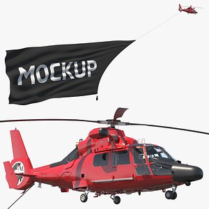 Black Huge Aerial Mockup Banner with Helicopter