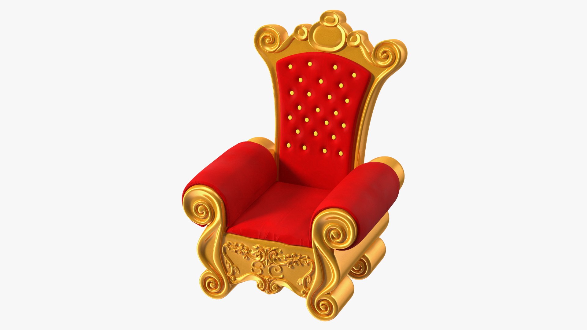 Santa Throne Chair in Red Velvet and Gold Frame 3D model preview