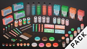 Low poly food pack 3D model