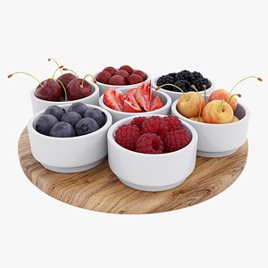 Berries in bowls 3D model