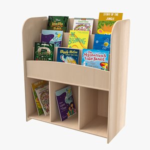 Kids Book Shelf Low Poly 3D Model