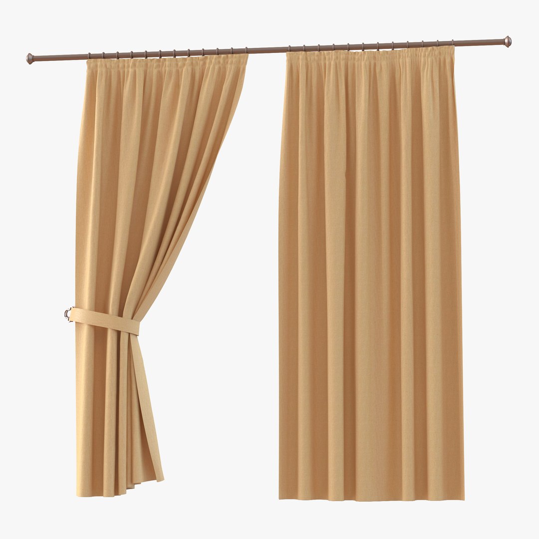 Curtain 2 Yellow 3D Model 3D model preview