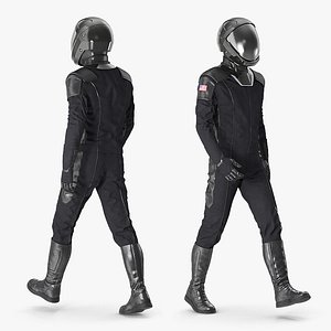 Sci Fi Astronaut Suit Black Rigged for Cinema 4D