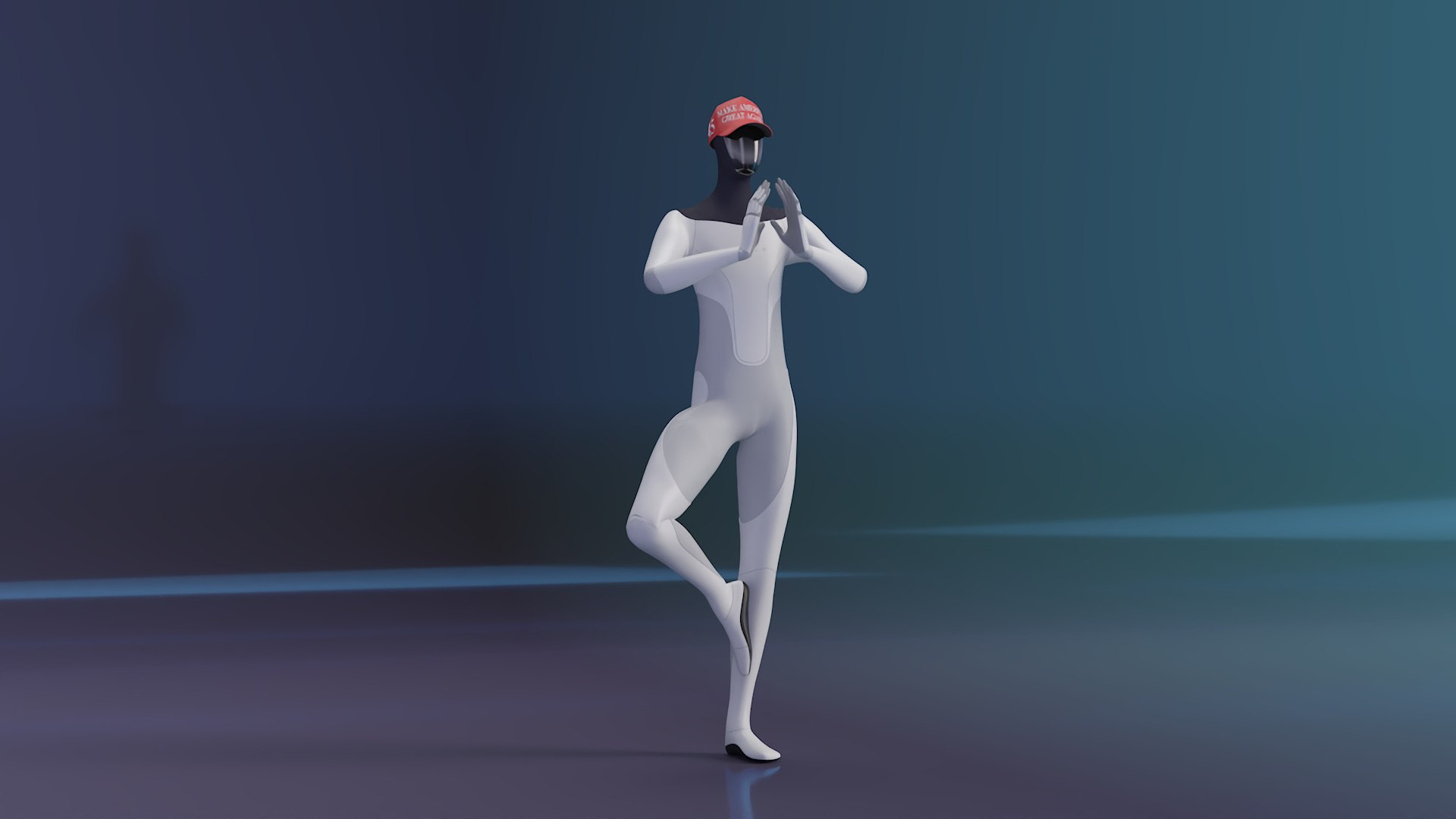 3D Model Tesla Bot In Trump Cap Rigged For Cinema 4D - TurboSquid 2341246