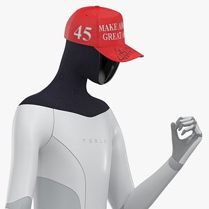 3D model Tesla Bot in Trump Cap Rigged for Cinema 4D